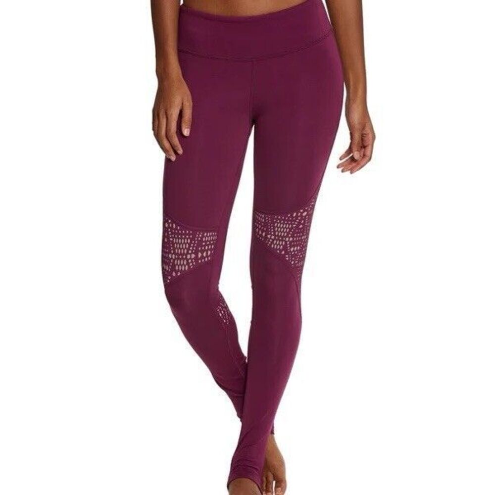 ALO Yoga West Coast Eyelet Legging PLUM Purple Laser Cut Stirrup Pant SIZE XXS